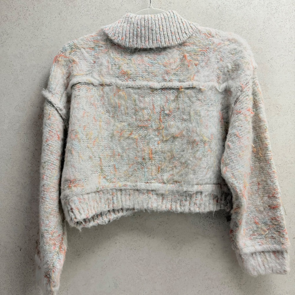 Urban Outfitters Kimchi Blue XS Cropped Knit Button Up Multicolor Boho Sweater - Picture 9 of 10